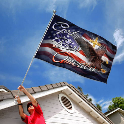 God Bless America Eagle Cross Bible Faith Hope Christian Jesus flag 3x5ft banner man cave