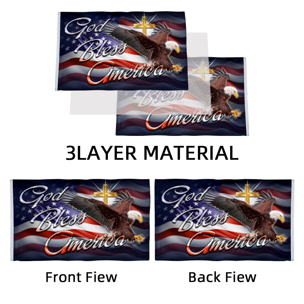 God Bless America Eagle Cross Bible Faith Hope Christian Jesus flag 3x5ft banner man cave