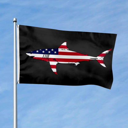 Great White Shark USA Patriotic flag 3x5ft banner man cave
