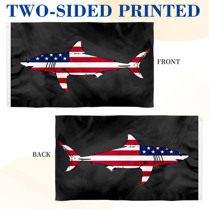 Great White Shark USA Patriotic flag 3x5ft banner man cave