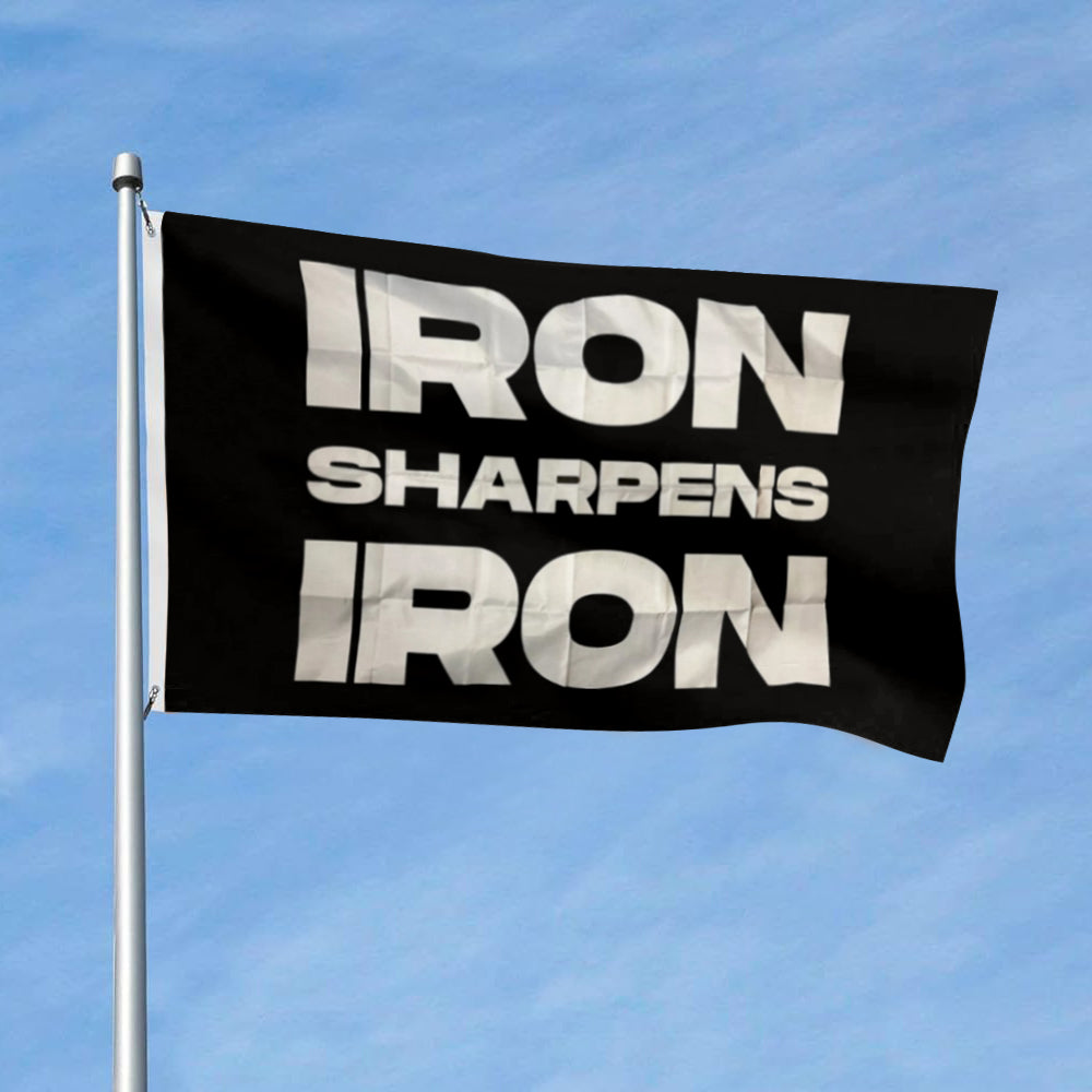"Iron Sharpens Iron" Gym Motivation flag 3x5ft banner man cave