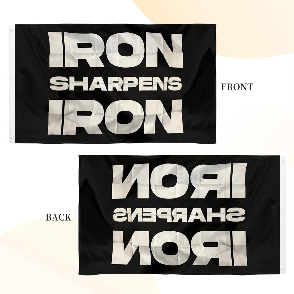 "Iron Sharpens Iron" Gym Motivation flag 3x5ft banner man cave