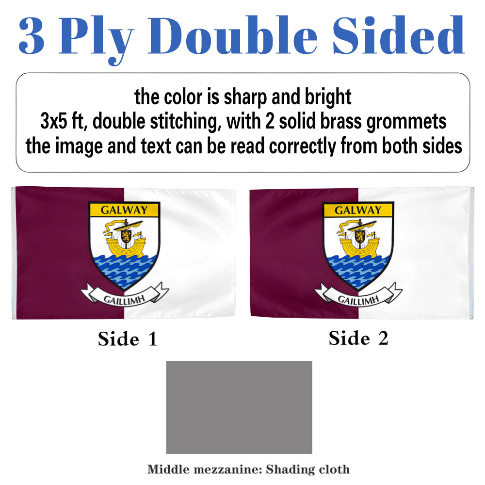Galway County Coat of Arms Ireland flag 3x5ft banner man cave