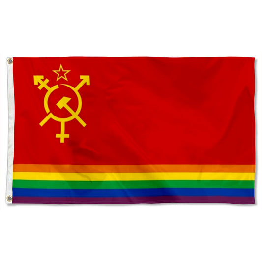 Gay LGBT+ Communist Socialist USSR Pride flag 3x5ft banner man cave