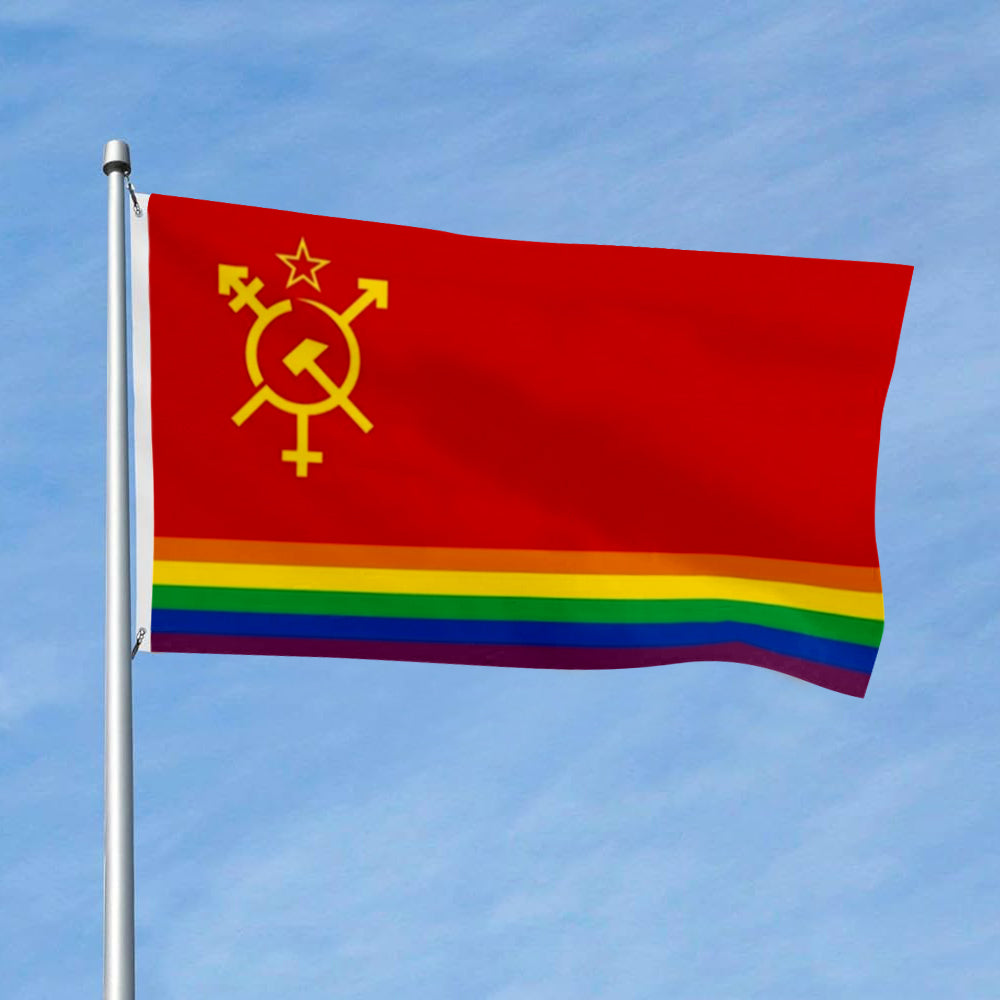 Gay LGBT+ Communist Socialist USSR Pride flag 3x5ft banner man cave