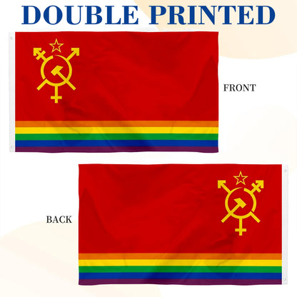 Gay LGBT+ Communist Socialist USSR Pride flag 3x5ft banner man cave