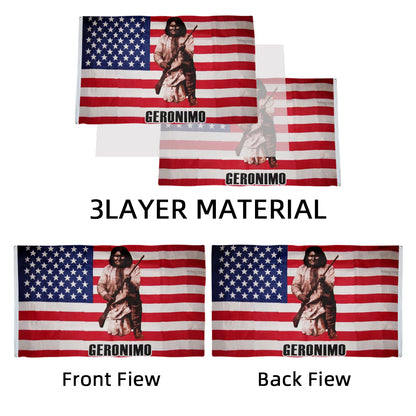 Geronimo Indian Native American USA flag 3x5ft banner man cave