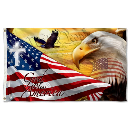 God Bless America Eagle flag 3x5ft banner man cave