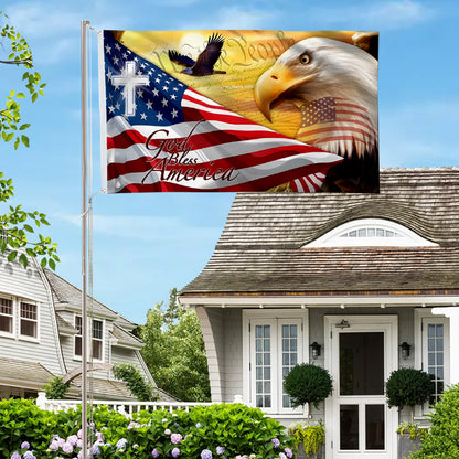 God Bless America Eagle flag 3x5ft banner man cave