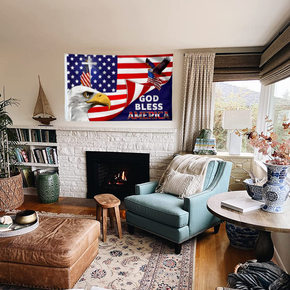 God Bless America flag 3x5ft banner man cave