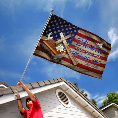 God Is The Lord Bless America Bible Psalm Cross Christian Jesus flag 3x5ft banner man cave