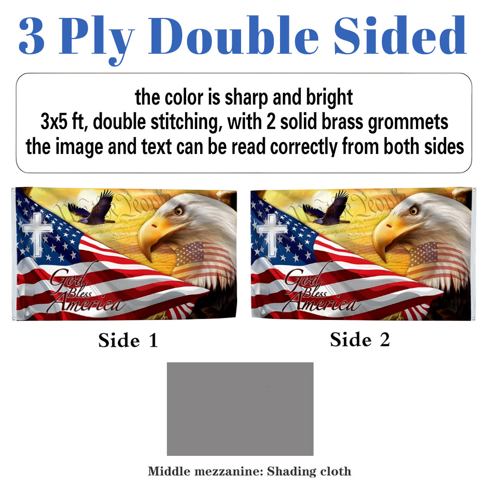 God Bless America Eagle flag 3x5ft banner man cave