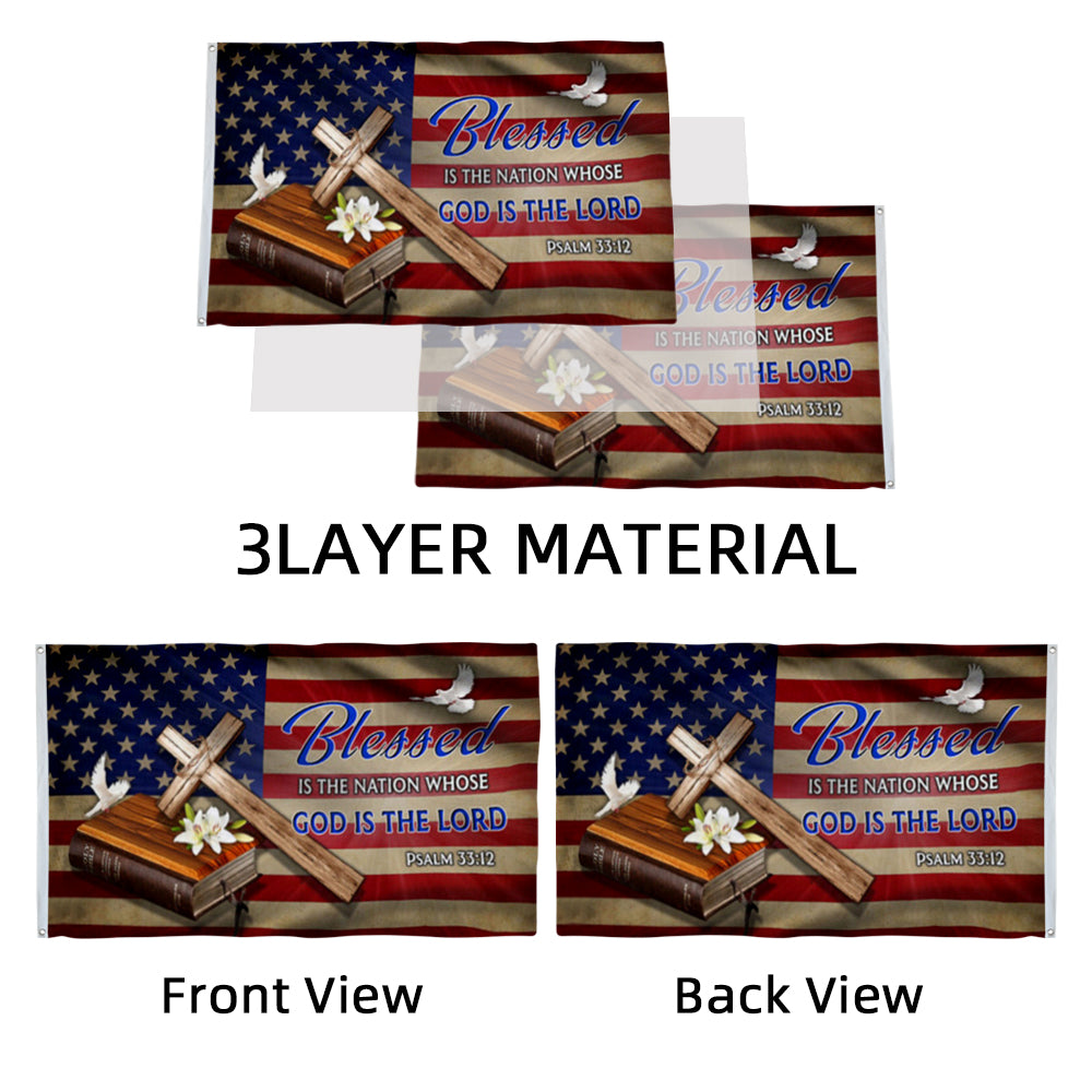 God Is The Lord Bless America Bible Psalm Cross Christian Jesus flag 3x5ft banner man cave