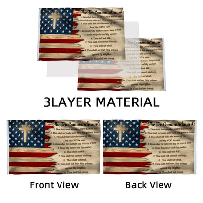 God’s Ten Commandments American Cross Faith Strong Christians Grommet God flag 3x5ft banner man cave