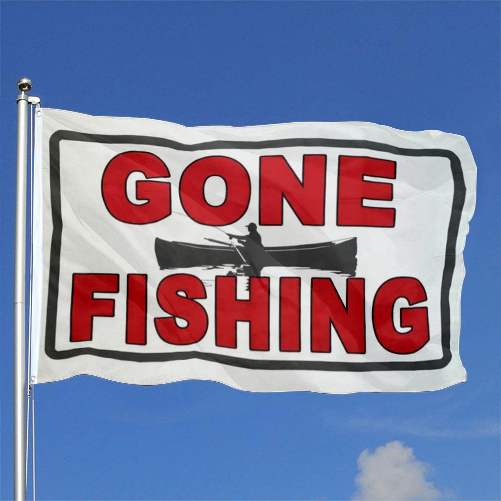 Gone Fishing flag 3x5ft banner man cave