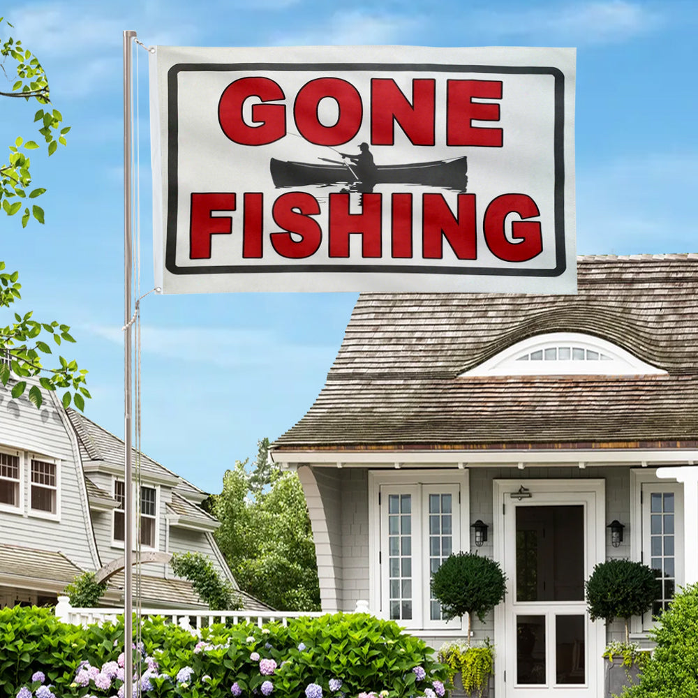Gone Fishing flag 3x5ft banner man cave