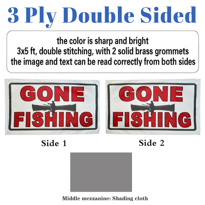 Gone Fishing flag 3x5ft banner man cave
