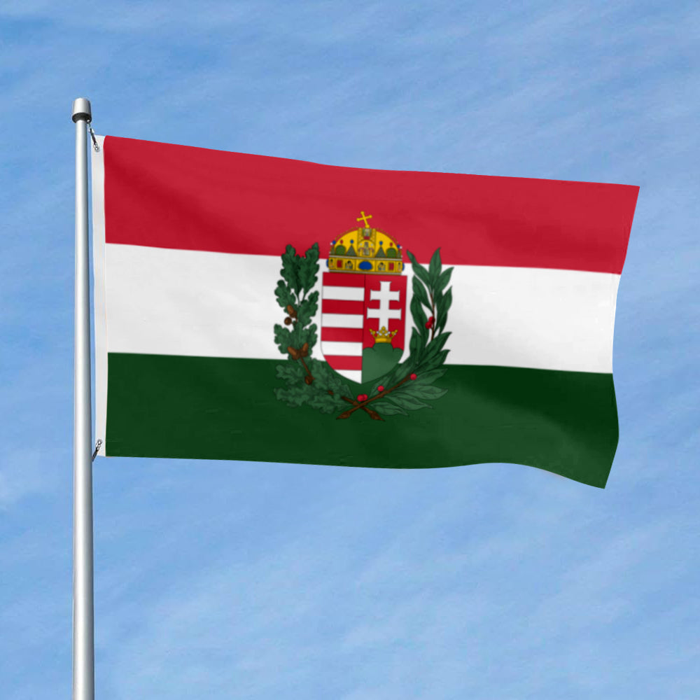 Hungary National flag (With Coat of Arms) 3x5ft Banner Man Cave