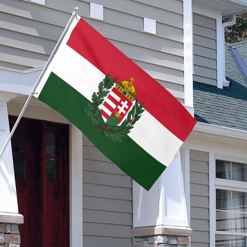 Hungary National flag (With Coat of Arms) 3x5ft Banner Man Cave