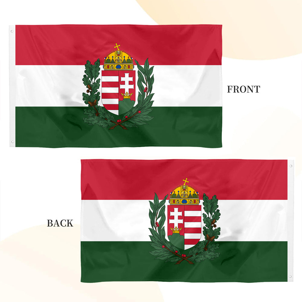 Hungary National flag (With Coat of Arms) 3x5ft Banner Man Cave
