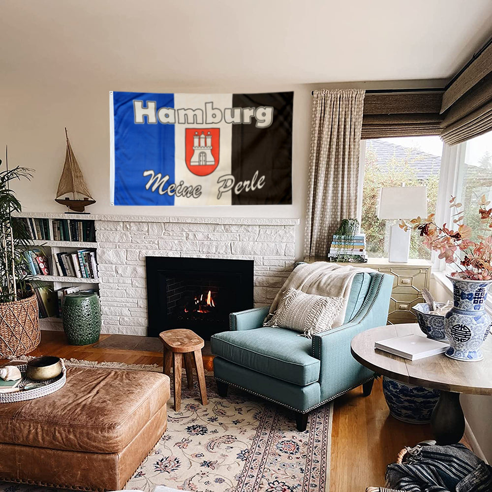 City Of Hamburg (Germany) flag 3x5ft banner man cave