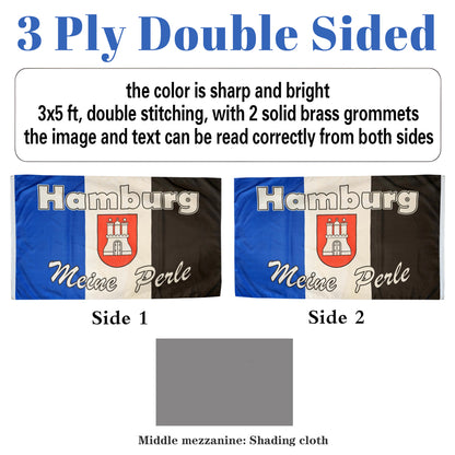 City Of Hamburg (Germany) flag 3x5ft banner man cave