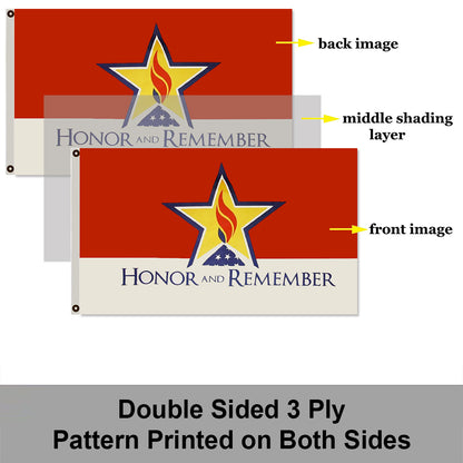 Honor and Remember Flag: 3x5ft Man Cave Tribute & Remembrance Style Decor Banner