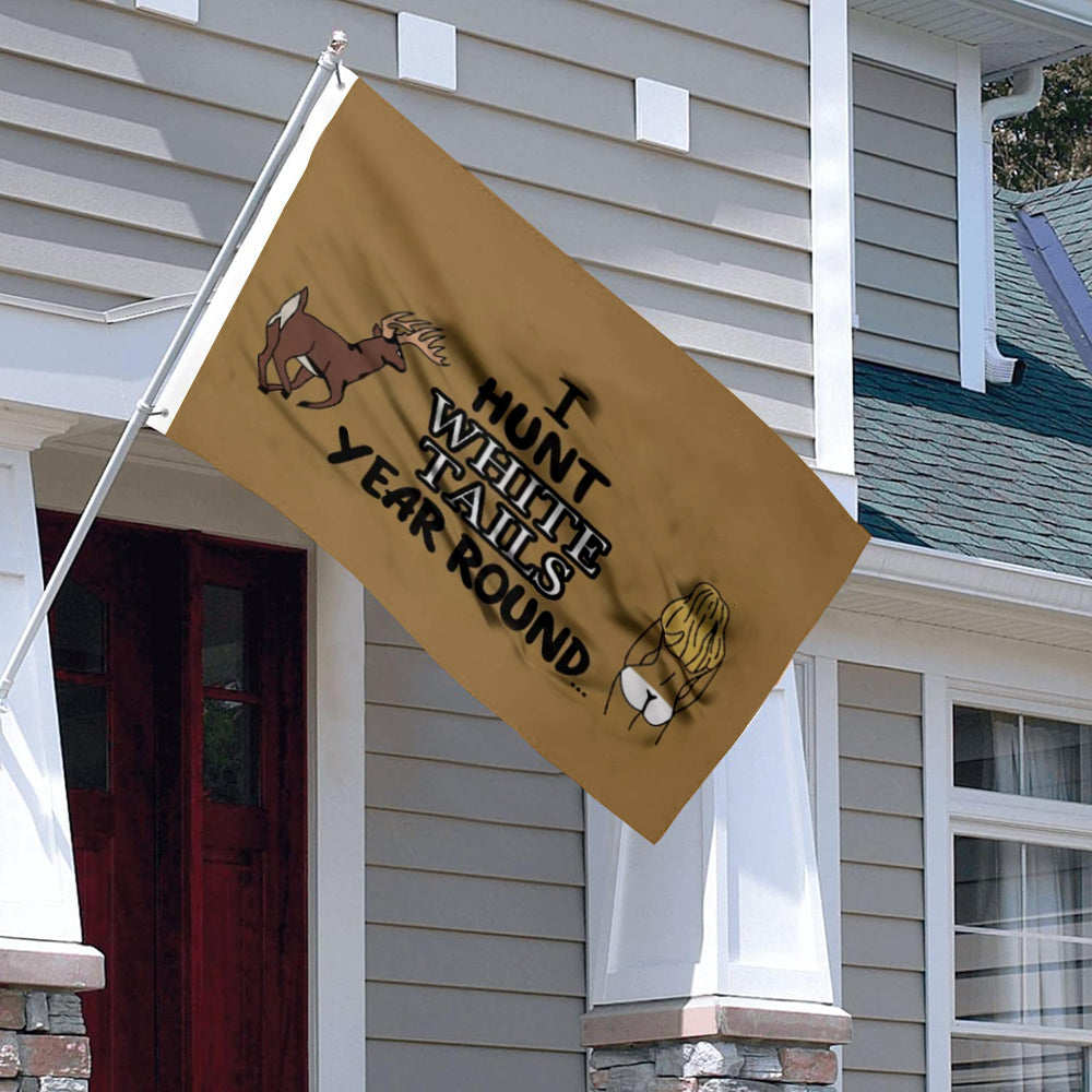 I Hunt White Tails Year Round flag 3x5ft banner man cave
