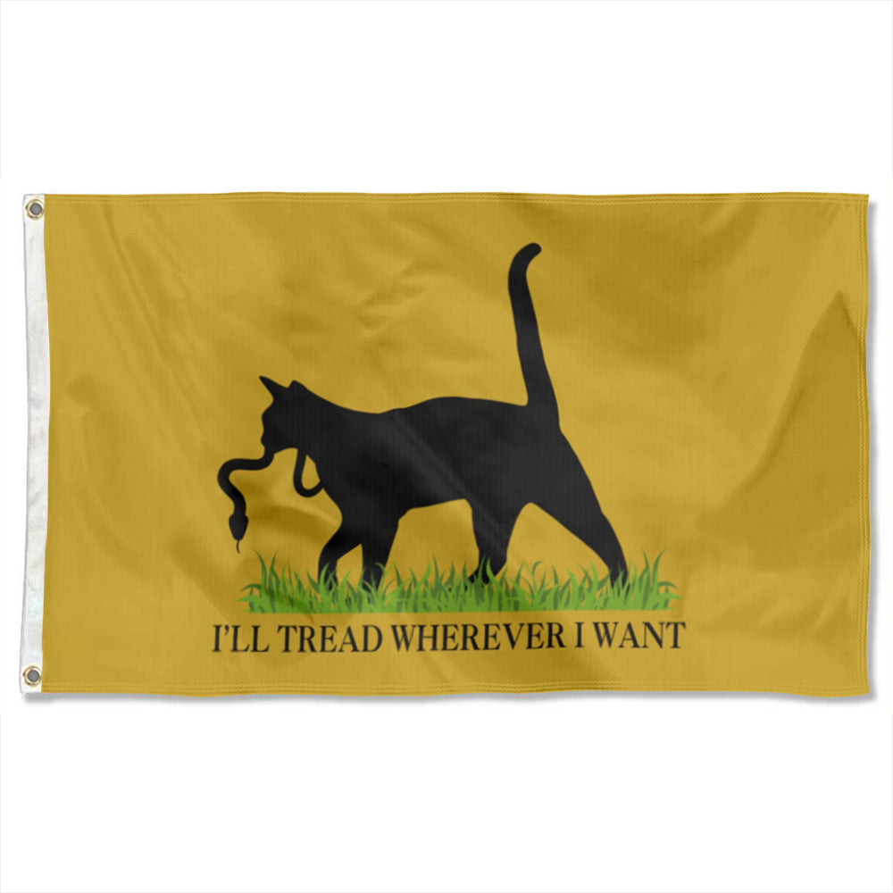 "I'll Tread Wherever I Want" Funny Black Cat flag 3x5ft banner man cave