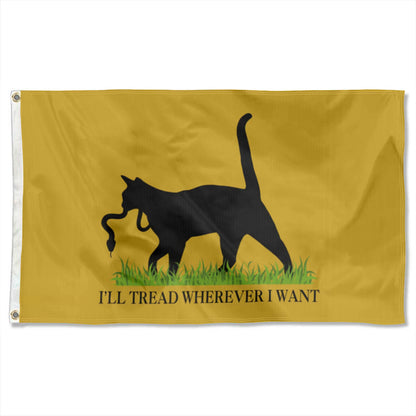 "I'll Tread Wherever I Want" Funny Black Cat flag 3x5ft banner man cave
