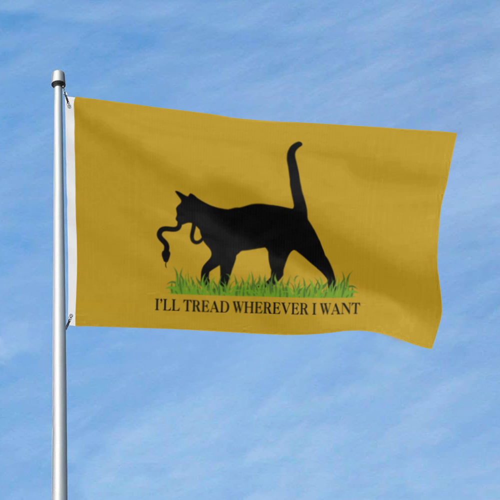 "I'll Tread Wherever I Want" Funny Black Cat flag 3x5ft banner man cave