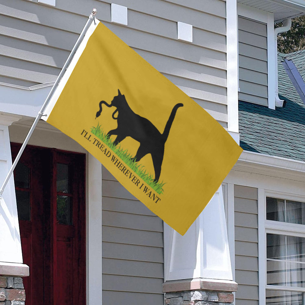 "I'll Tread Wherever I Want" Funny Black Cat flag 3x5ft banner man cave