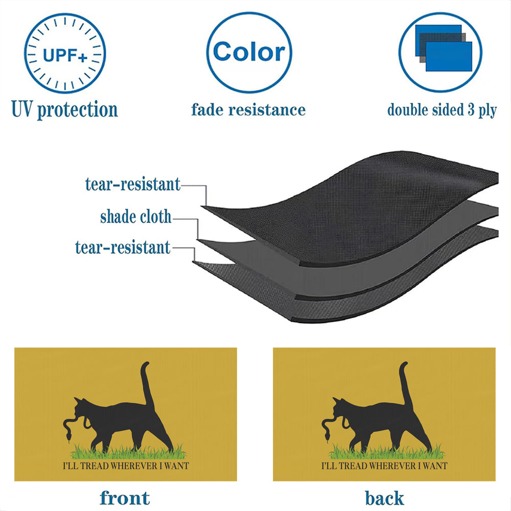 "I'll Tread Wherever I Want" Funny Black Cat flag 3x5ft banner man cave