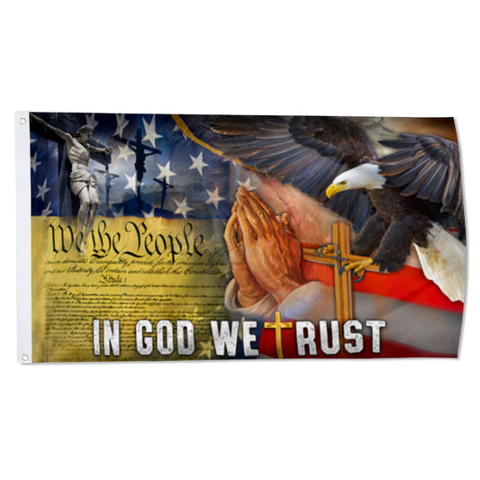 In God We Trust Cross American Faith Christian Bible Jesus Christ US Eagle flag 3x5ft banner man cave
