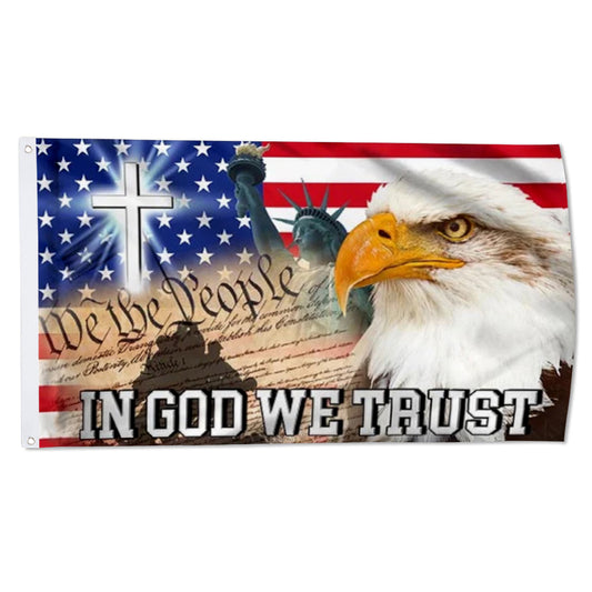 In God We Trust We The People America Eagle Christians Jesus flag 3x5ft banner man cave