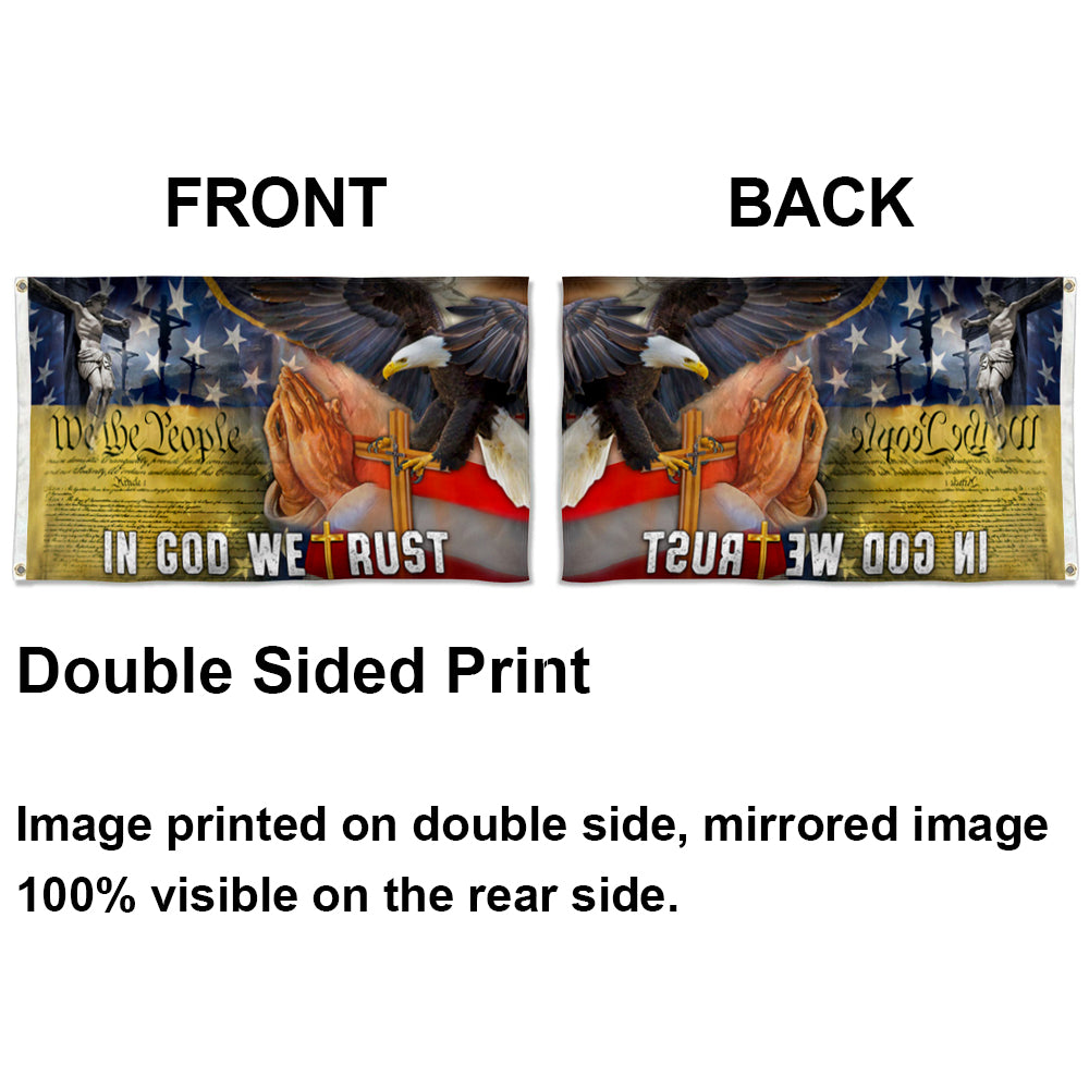 In God We Trust Cross American Faith Christian Bible Jesus Christ US Eagle flag 3x5ft banner man cave