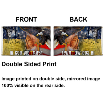 In God We Trust Cross American Faith Christian Bible Jesus Christ US Eagle flag 3x5ft banner man cave