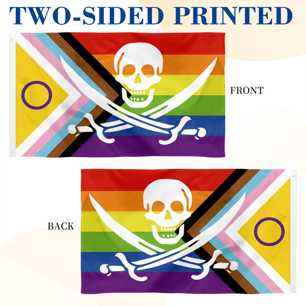 Intersex inclusive Pansexual Pride flag Pirate of Jack Rackham Gay LQBTQ + ally Pride flags 3x5ft banner man cave