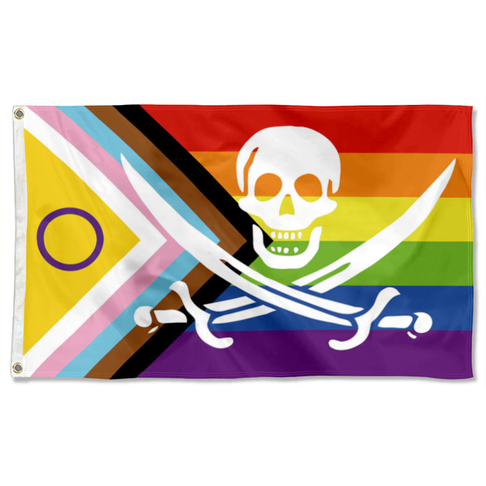 Intersex inclusive Pansexual Pride flag Pirate of Jack Rackham Gay LQBTQ + ally Pride flags 3x5ft banner man cave