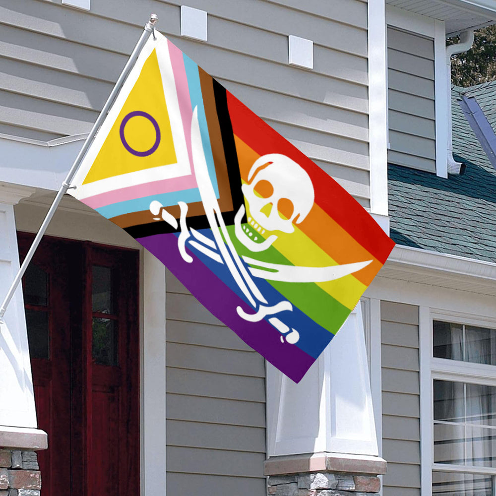 Intersex inclusive Pansexual Pride flag Pirate of Jack Rackham Gay LQBTQ + ally Pride flags 3x5ft banner man cave