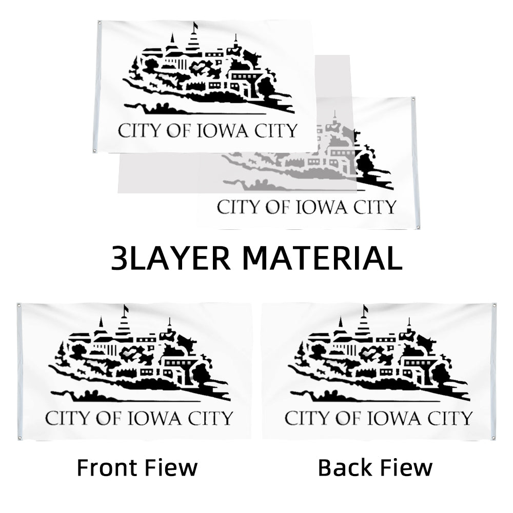 Iowa City (Iowa, USA) Flag: 3x5ft Man Cave American Midwest Artistic Style Decor Banner