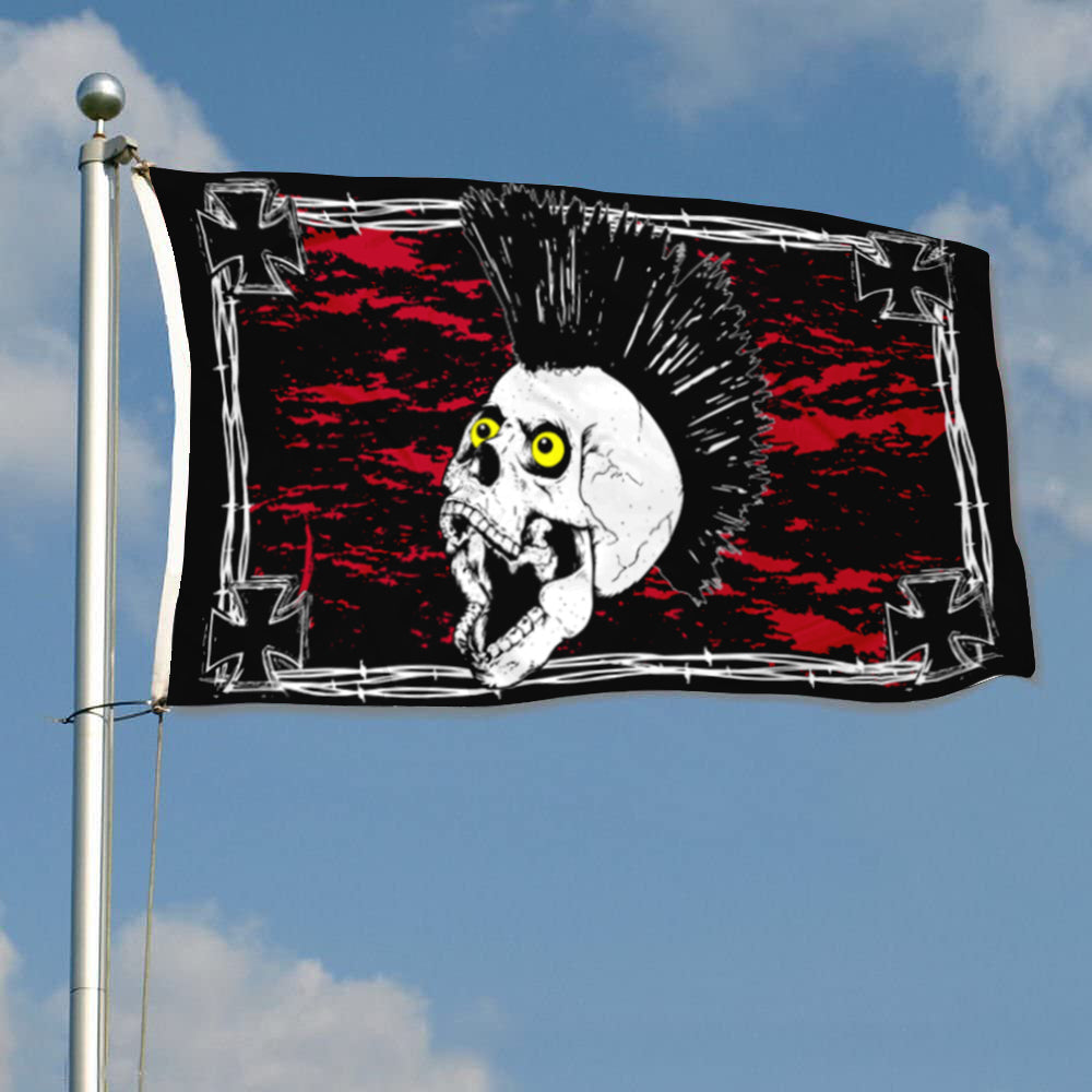 Iron Skull Punk flag 3x5ft banner man cave