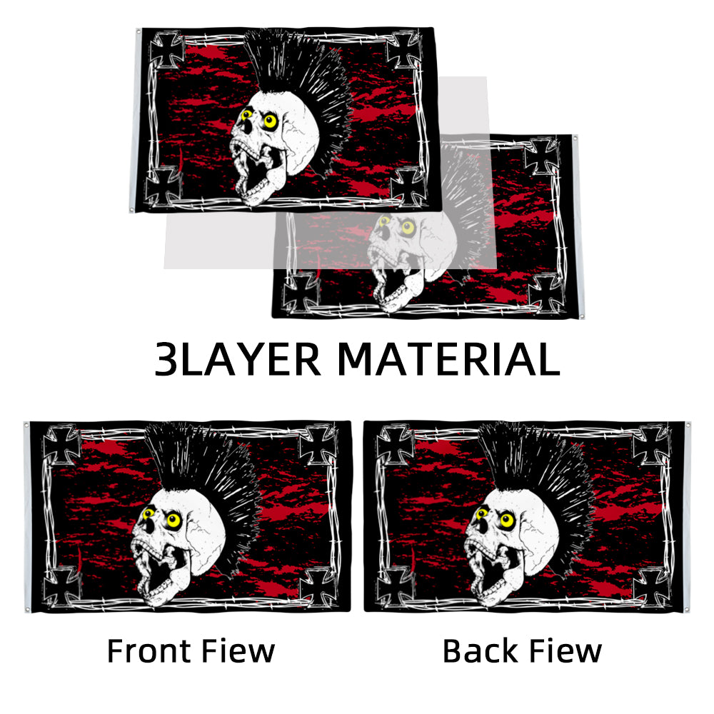 Iron Skull Punk flag 3x5ft banner man cave