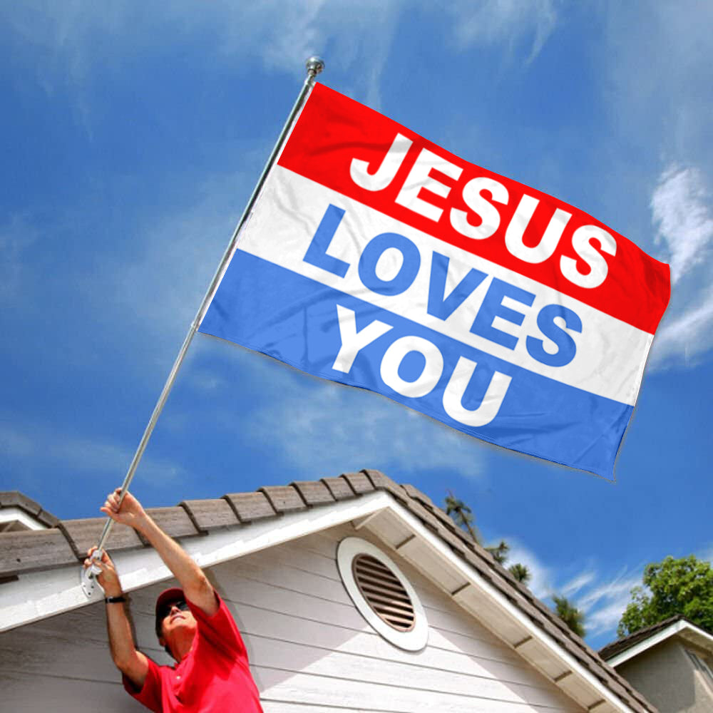 "Jesus Loves You" Christian flag 3x5ft banner man cave