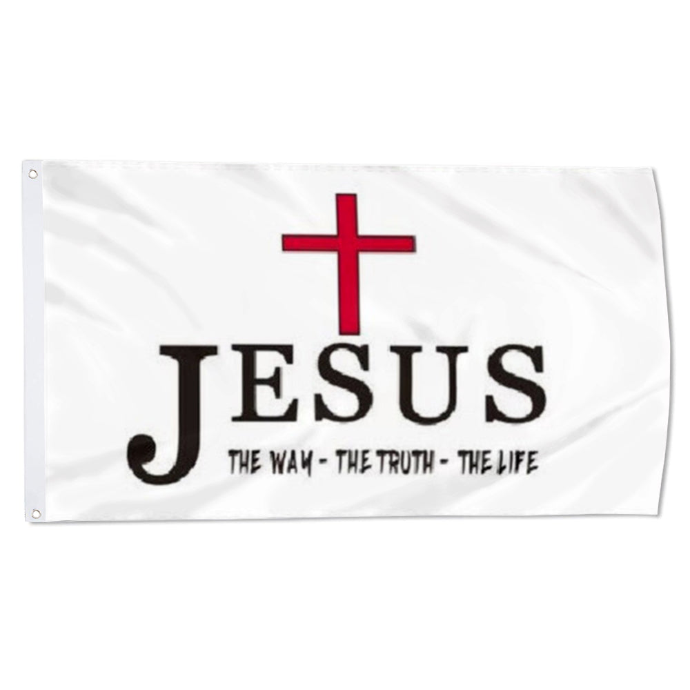 "Jesus The Way The Truth The Life" Christian Cross flag 3x5ft banner man cave