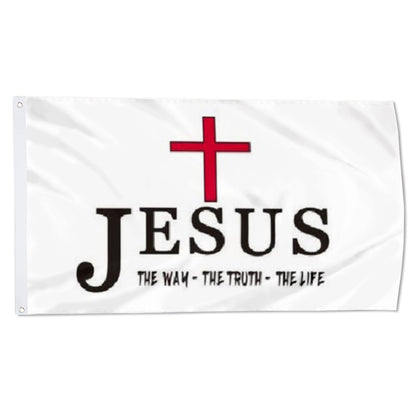 "Jesus The Way The Truth The Life" Christian Cross flag 3x5ft banner man cave