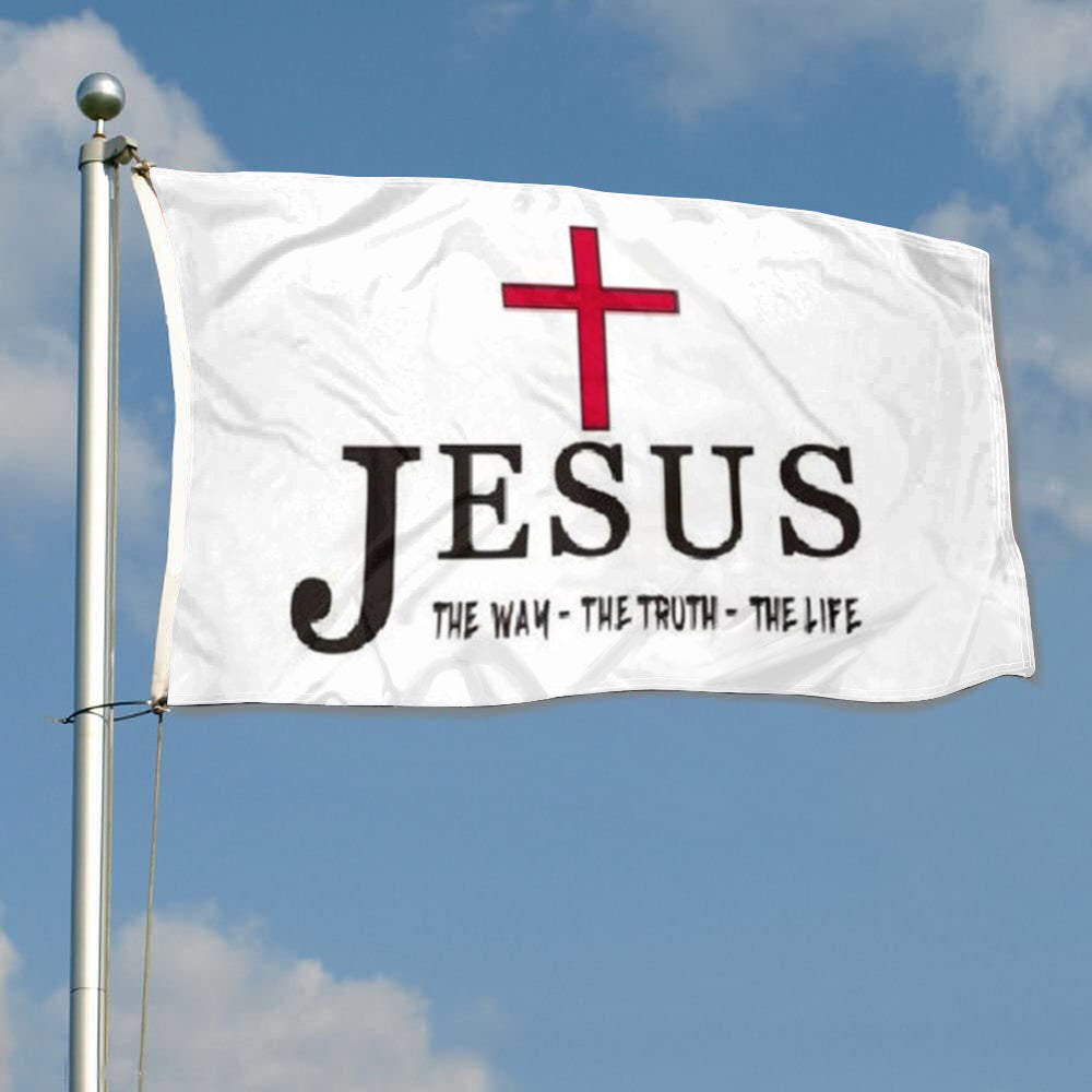 "Jesus The Way The Truth The Life" Christian Cross flag 3x5ft banner man cave