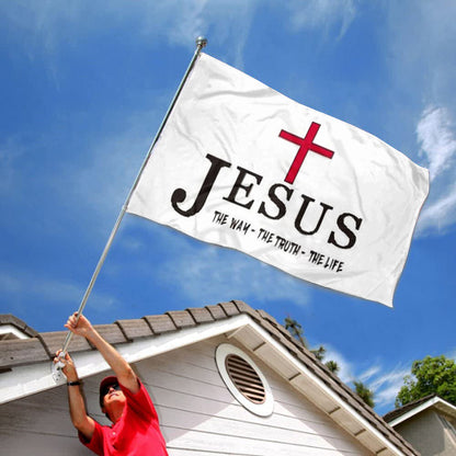 "Jesus The Way The Truth The Life" Christian Cross flag 3x5ft banner man cave