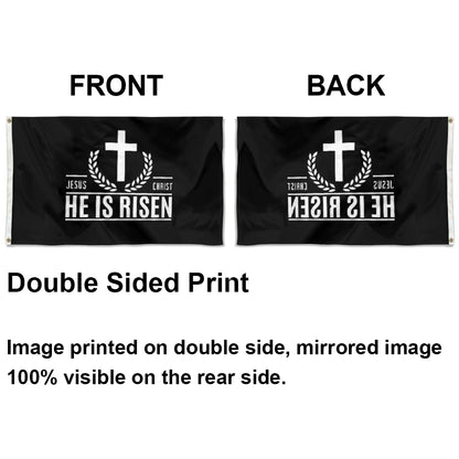 "Jesus Christ He Is Risen" Christian Cross flag 3x5ft banner man cave