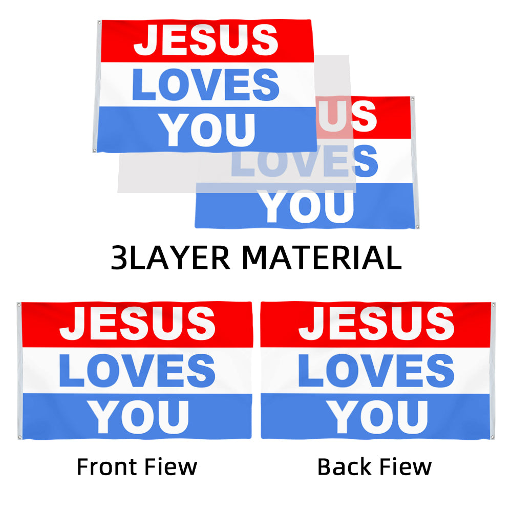 "Jesus Loves You" Christian flag 3x5ft banner man cave